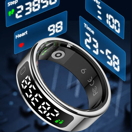 2025 COLMI R12 Smart Ring with Display Screen and Touch, Wireless Charging, Health Manager, 5 ATM Waterproof For Men Women